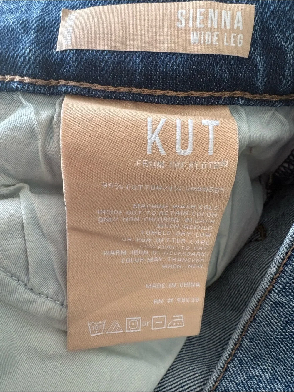 Kut from the Kloth Medium Wash Blue Denim Jeans Sienna Wide Leg High Rise Size 8